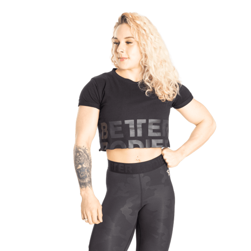 Better Bodies Astoria Cropped Tee, svart t-skjorte 