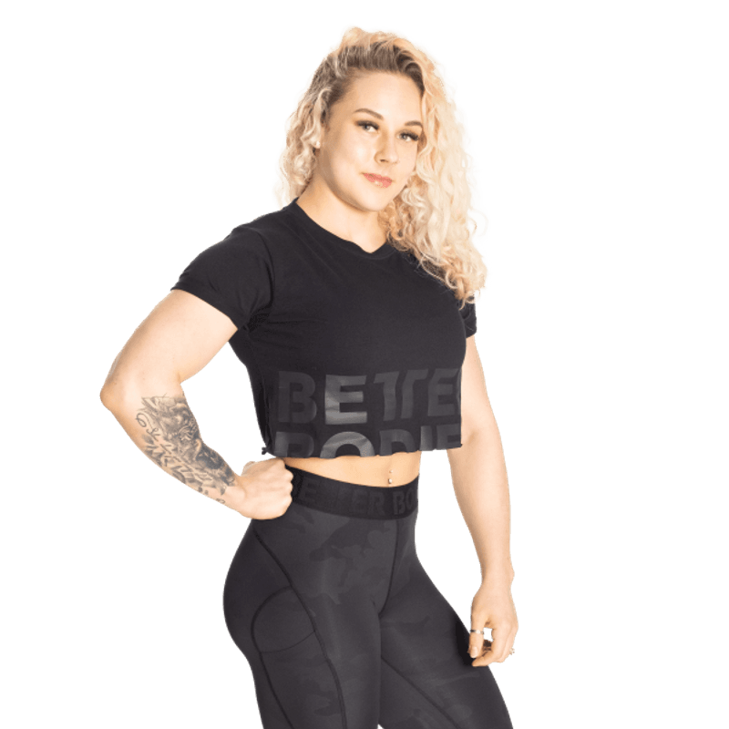 Better Bodies Astoria Cropped Tee, svart t-skjorte 