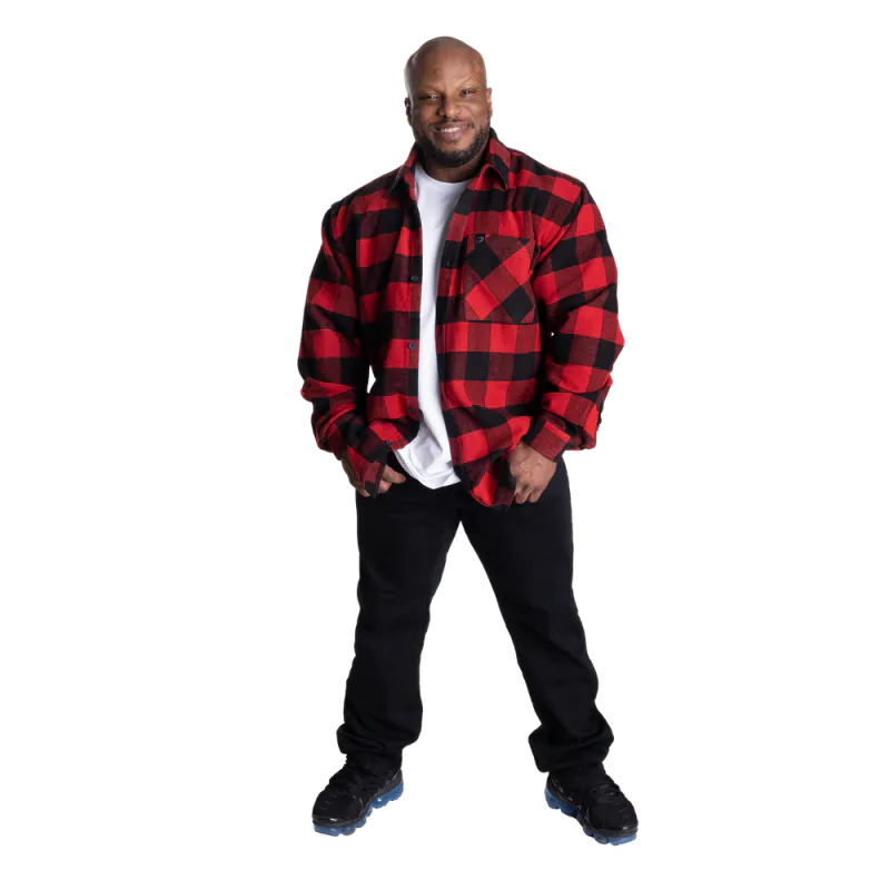 GASP Heavy Flannel Shirt, rød/svart flanellskjorte