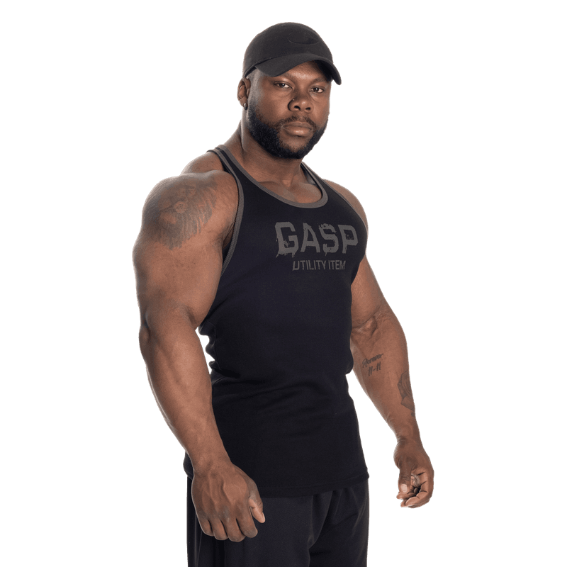 Gasp Ribbed T-back, svart singlet