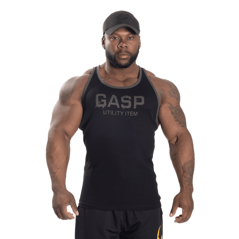 Gasp Ribbed T-back, svart singlet