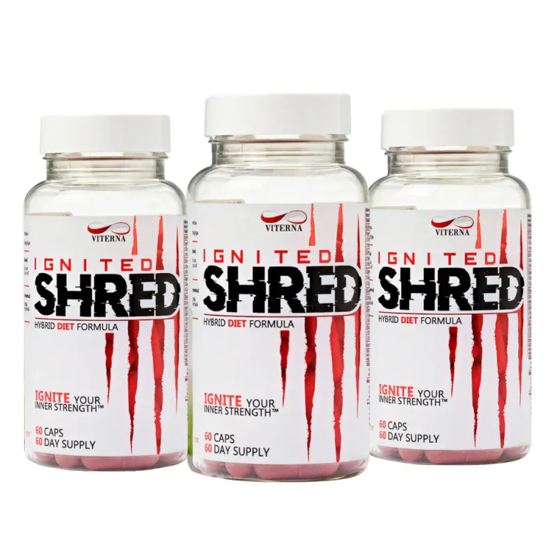 3 x Ignited Shred Fettforbrenning, 60 kapsler