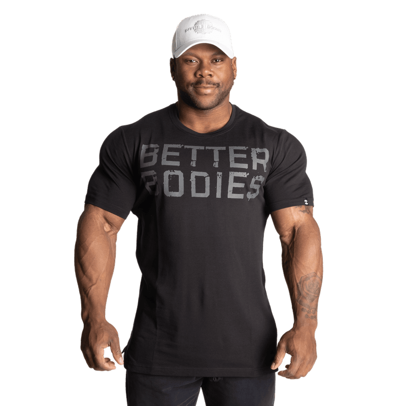Better Bodies Basic Tapered Tee, svart/grå t-skjorte