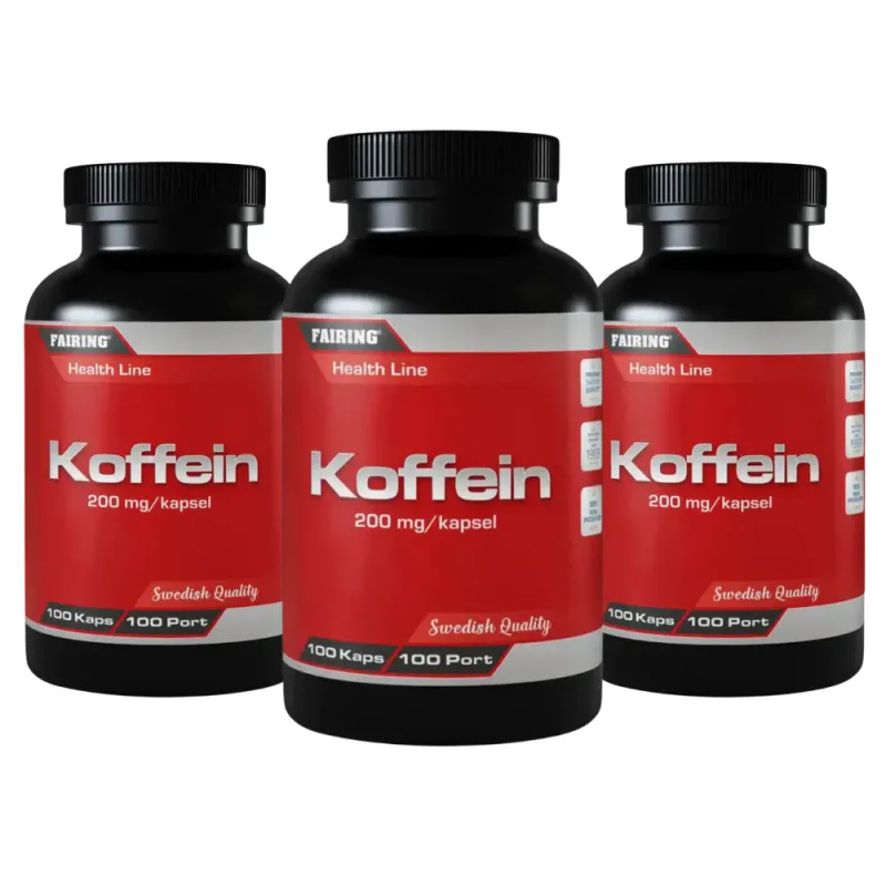 3 x Koffein 200 mg, 100 kapsler
