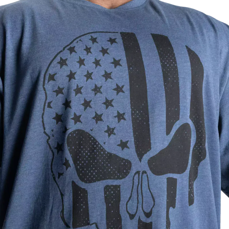 Better Bodies Skull Union Iron Tee, blå t-skjorte