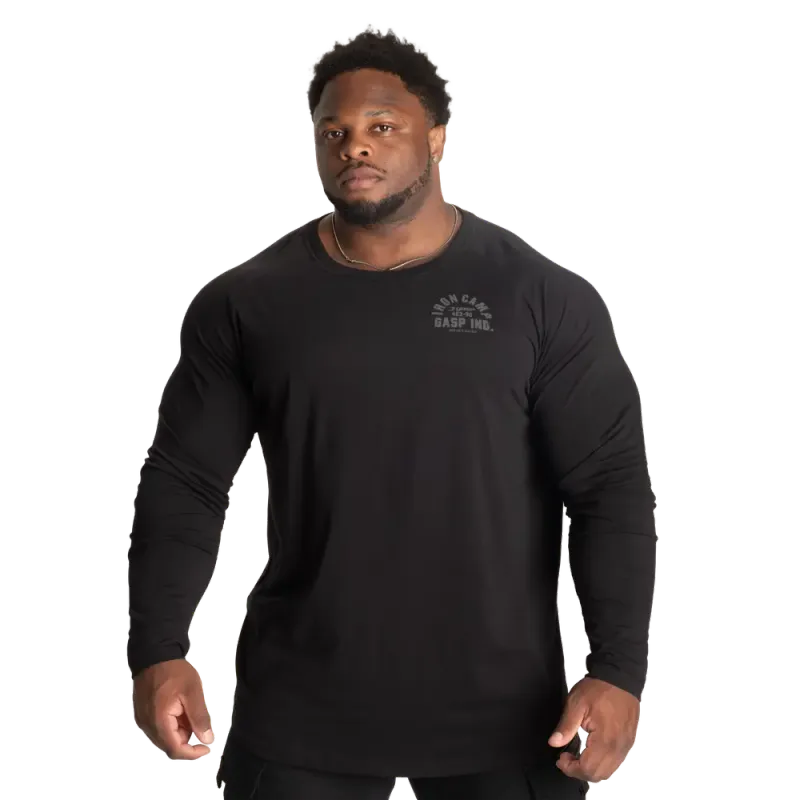 Gasp Iron Camp Raglan LS, svart genser